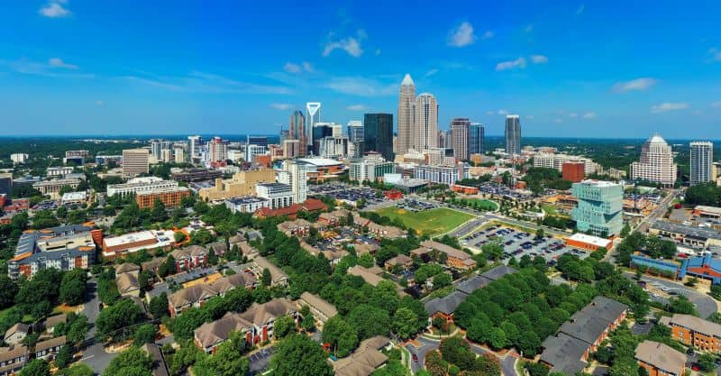 Aerial view of Uptown Downtown Charlotte North Carolina Aerial view of Uptown Downtown Charlotte North Carolina