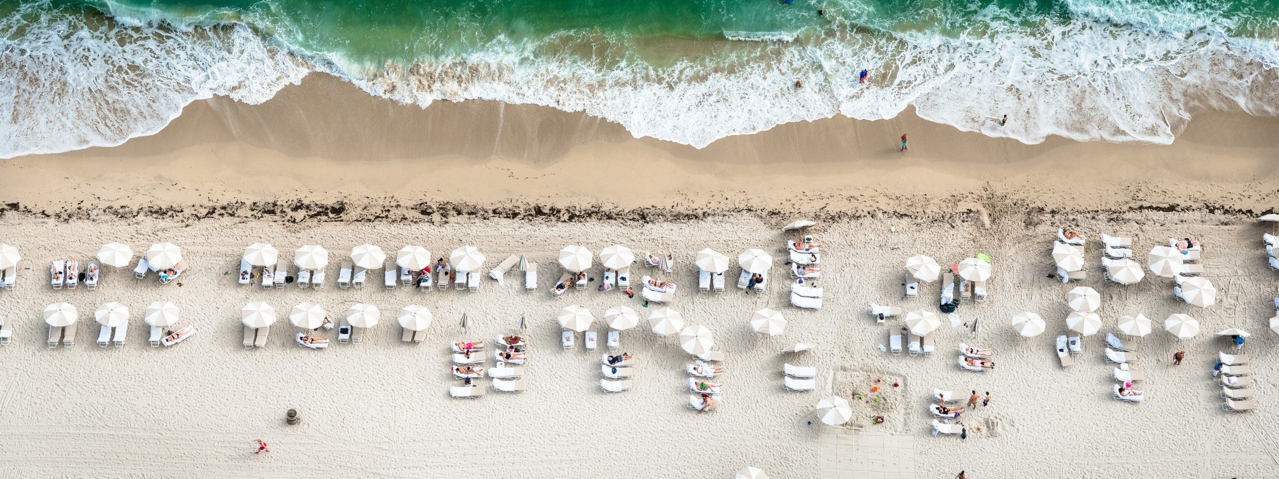 birdseye pano view of crowded miami beach 